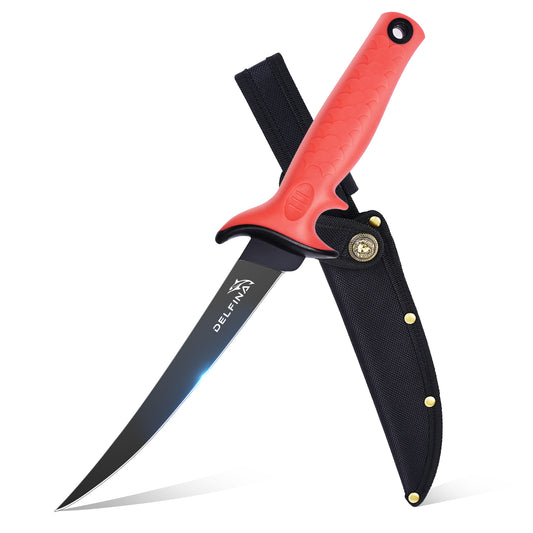 Fillet Knife 7 inch W/Sheath (Red)