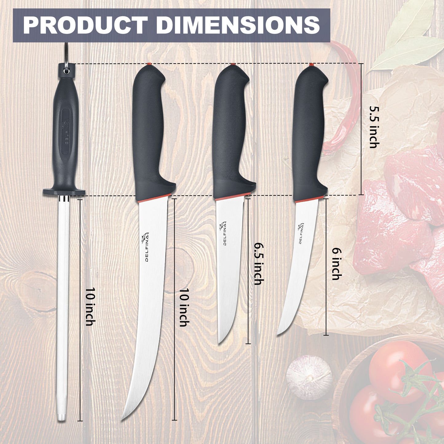 4 Pcs Butcher Knife Set