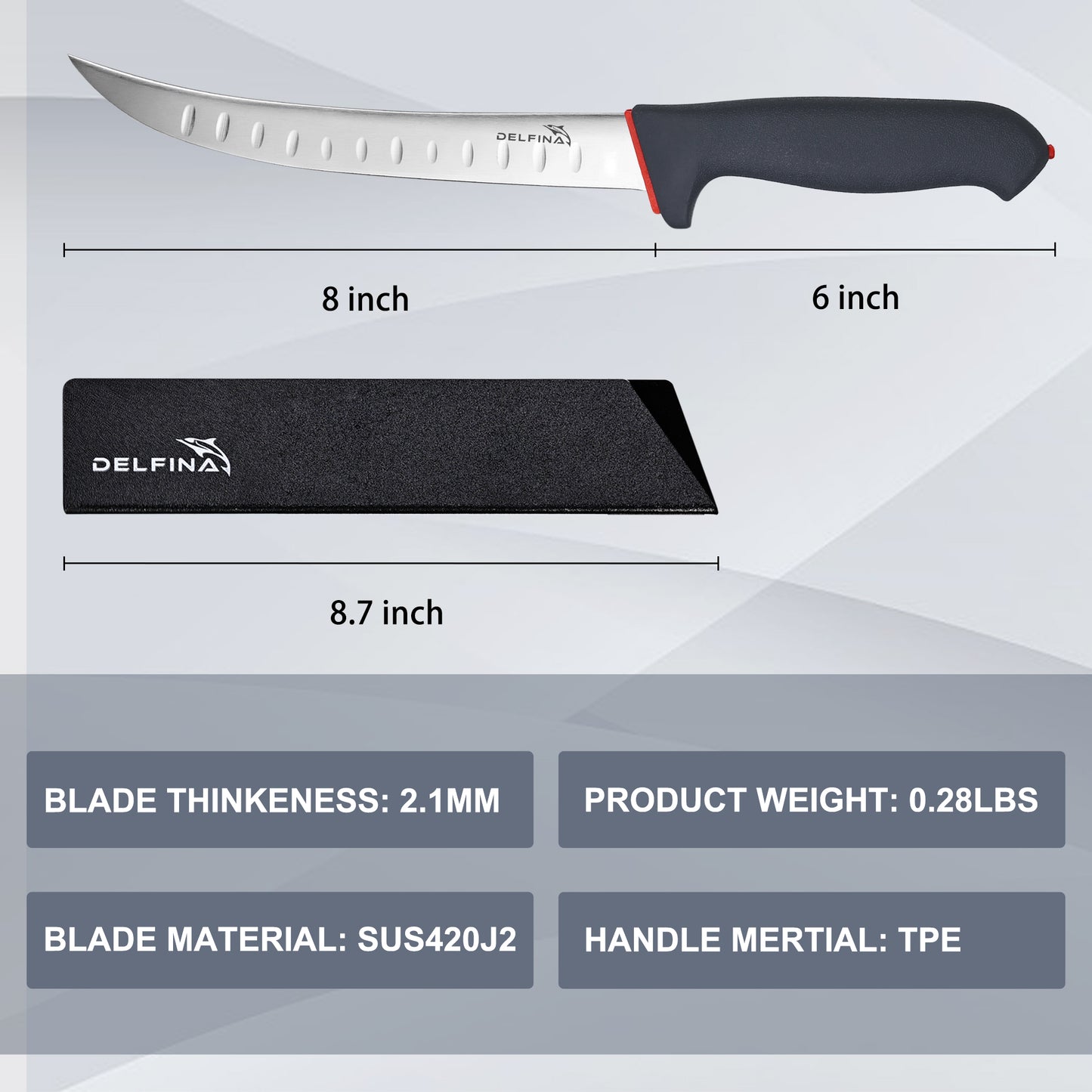 Curved Breaking Knife 8 inch W/Sheath