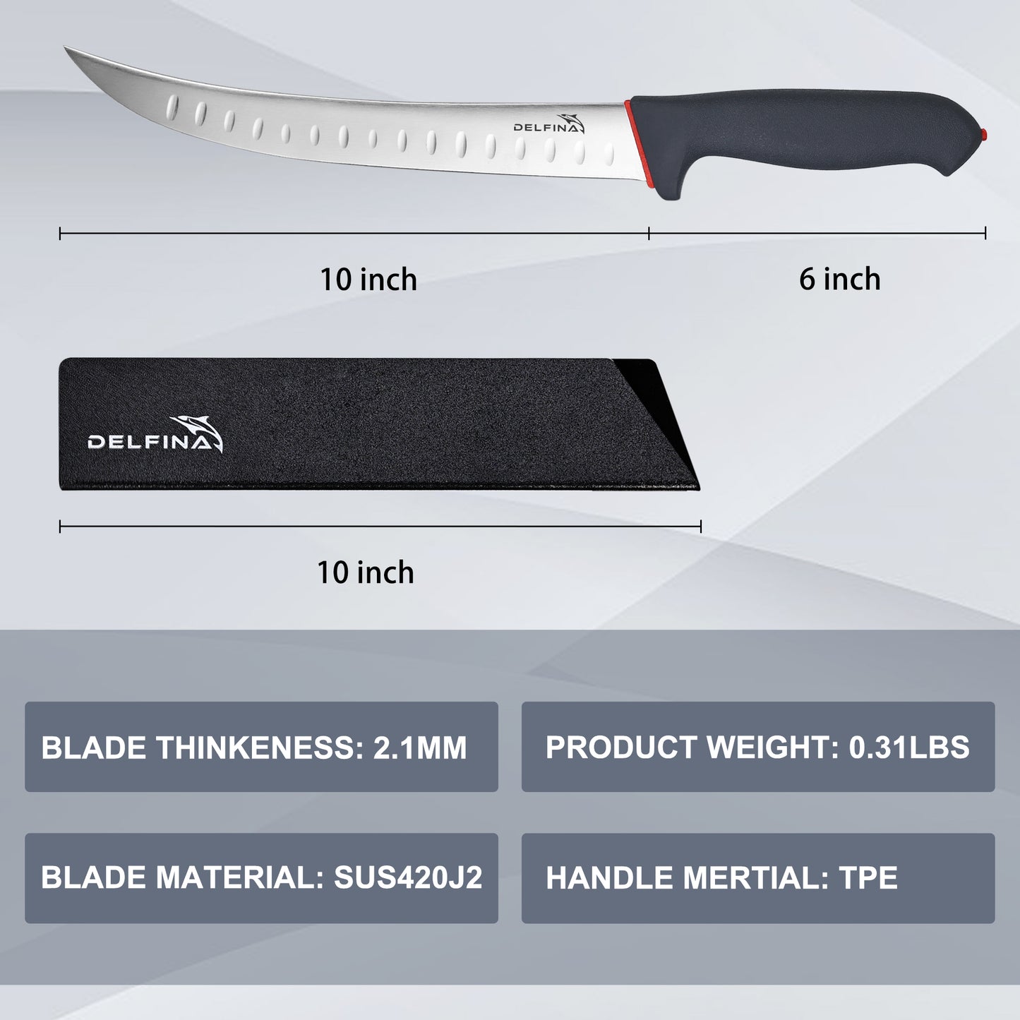 Curved Breaking Knife 10 inch W/Sheath