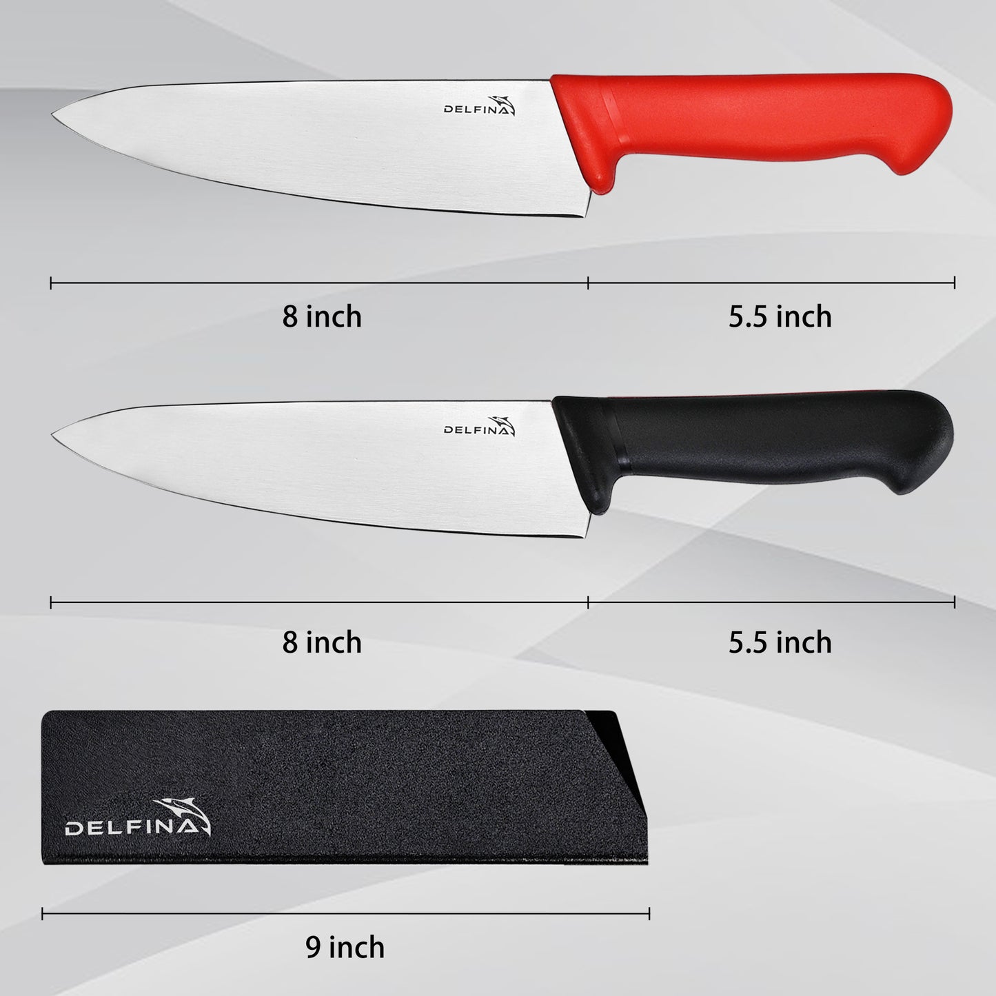 2 Pcs Chef Knife Set 8 inch W/Sheath