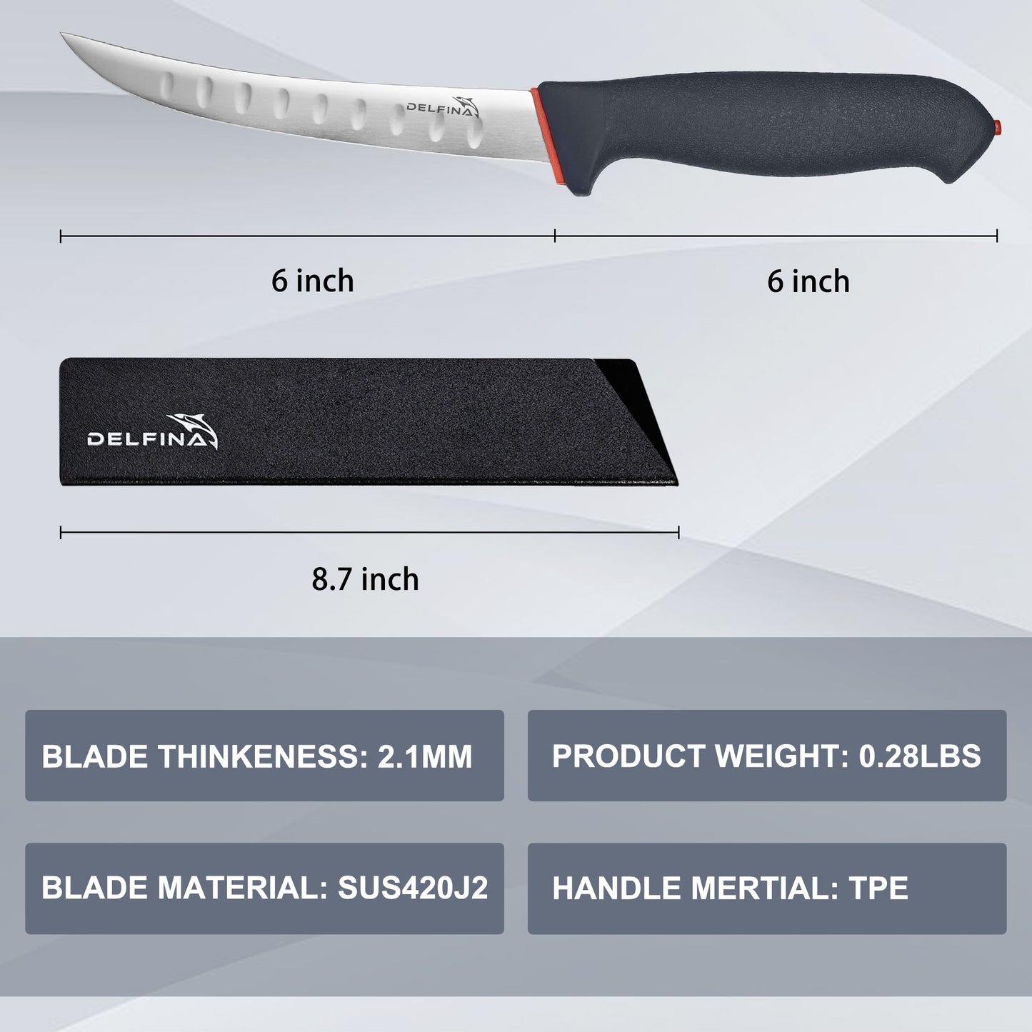 Curved Breaking Knife 6 inch W/Sheath