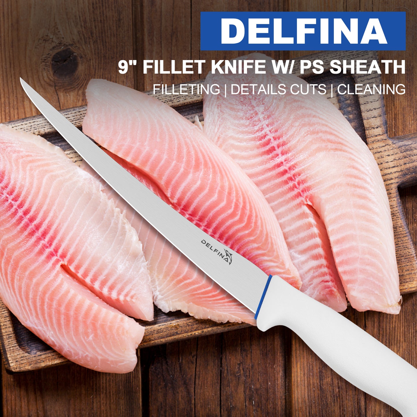 Fillet Knife 9 inch W/Sheath (White)