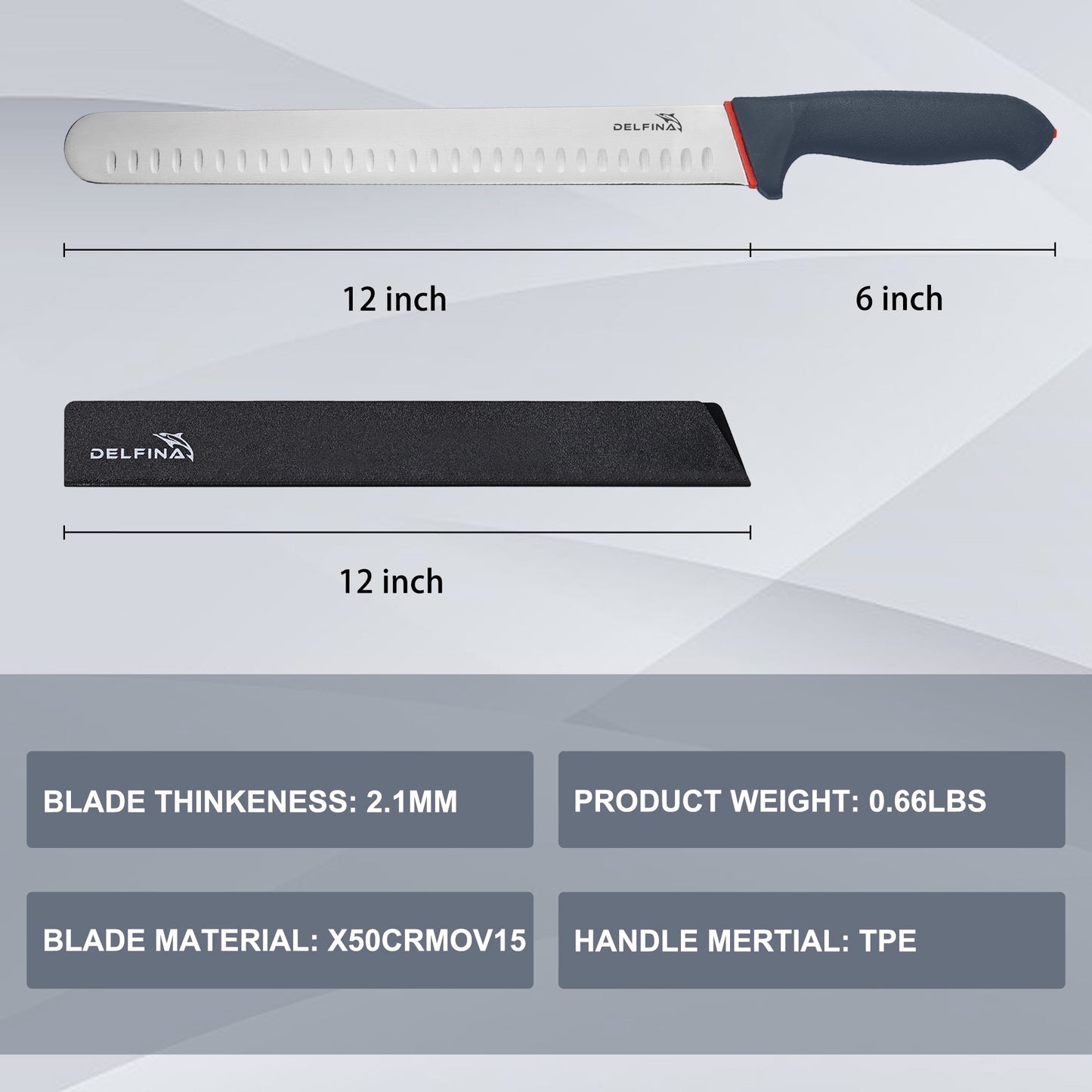 Brisket Slicing Knife 12 Inch W/Sheath